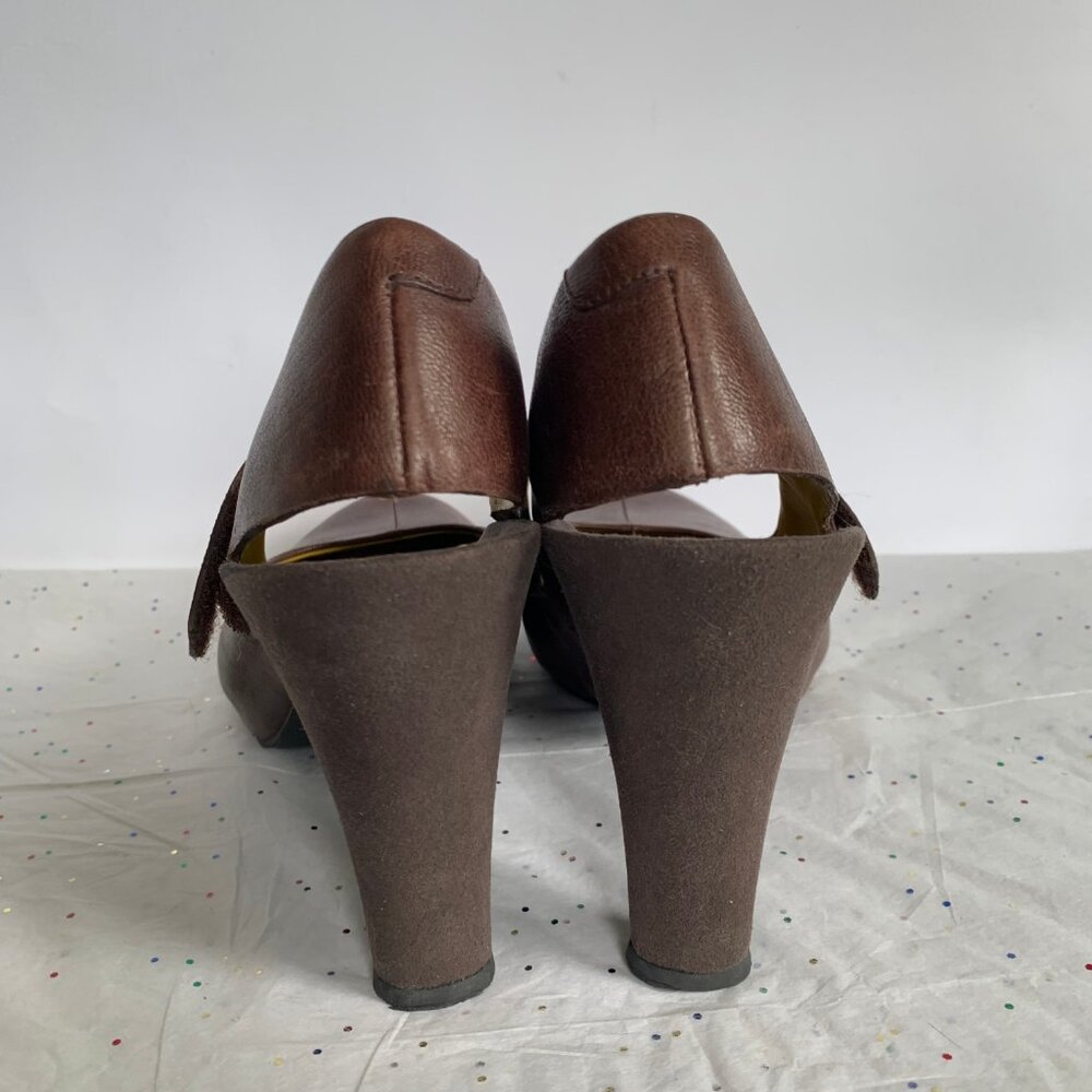 Tsubo Acrea Size 10  Brown Leather Slingback Mary Jane Pumps Comfort - 9.5 39.5 - Picture 5 of 13